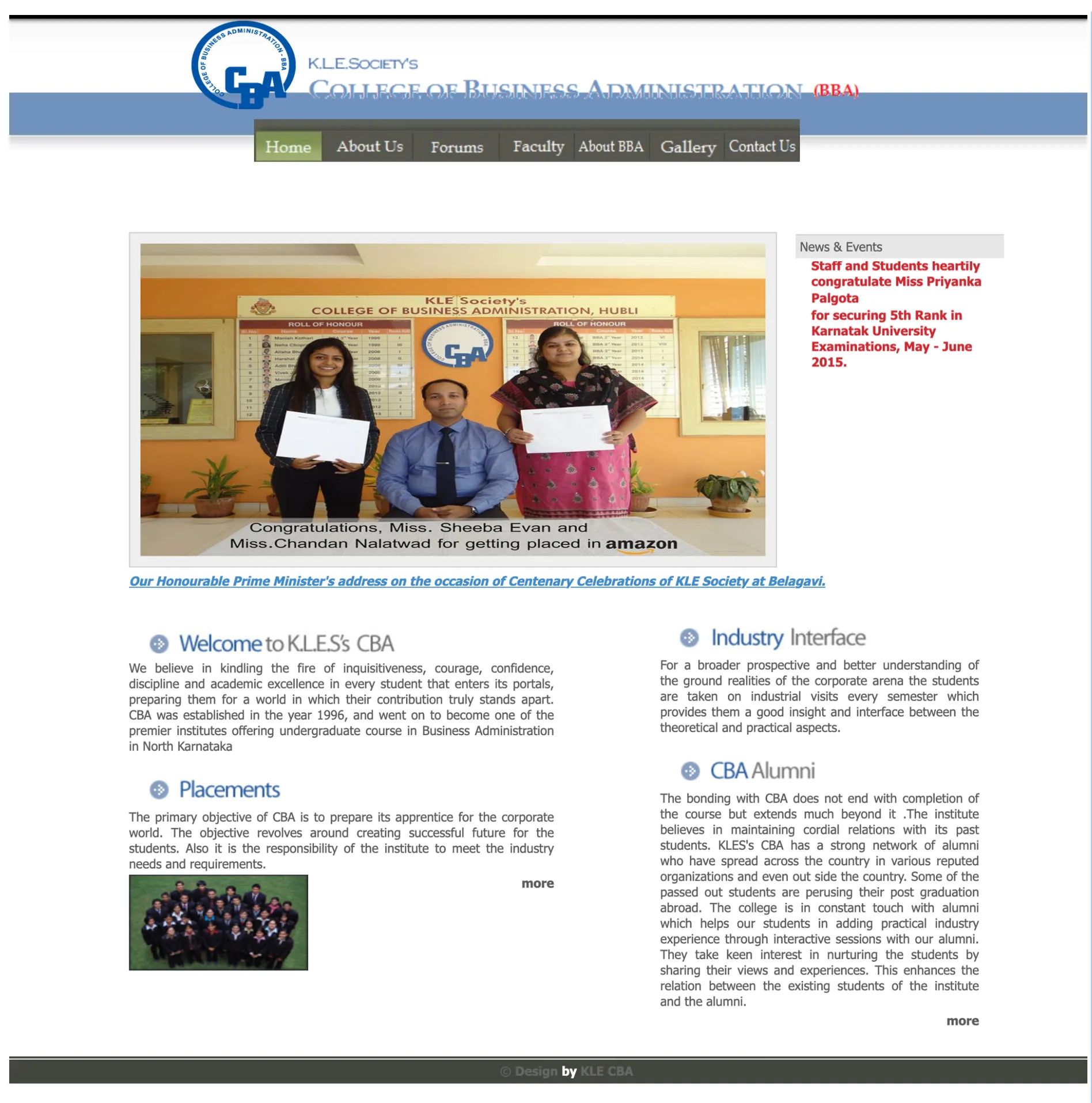 KLECBAHubli.org website - The second version of 2017