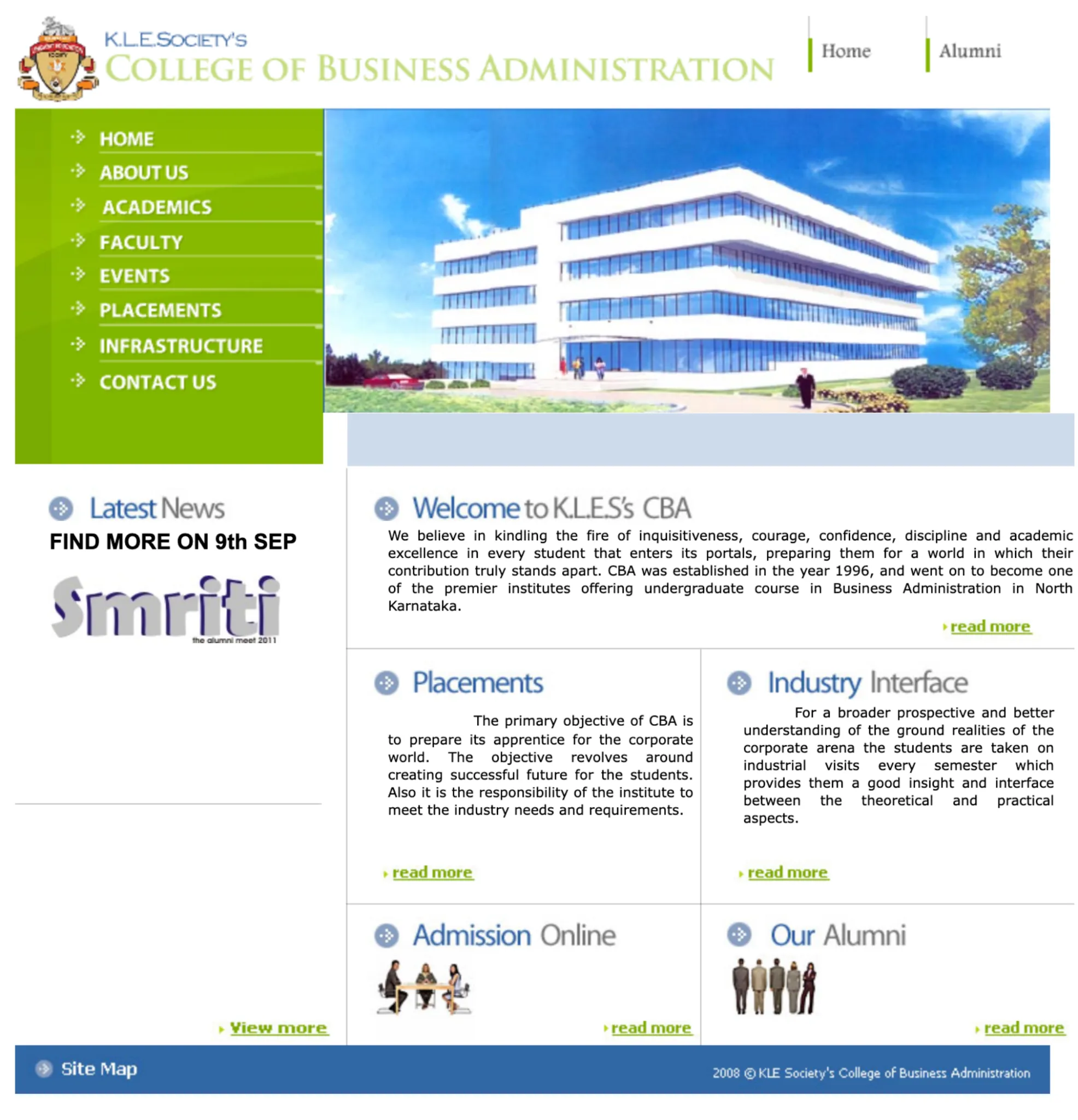 KLE CBA Website 2008 Homepage